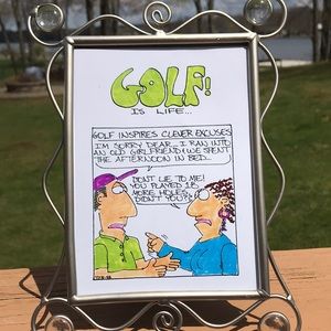 Original art for the guy who can’t say no to golf